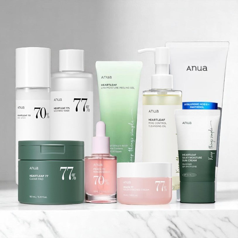 ANUA Complete 9-Step Skincare Set – Heartleaf & Peach Routine for Radiant, Hydrated Skin