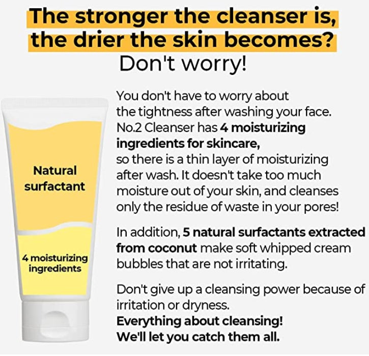Numbuzin No.2 Deep Clean Fresh Cream Cleanser 120ml / 4.05 fl oz – Gentle Daily Face Wash for Sensitive Skin