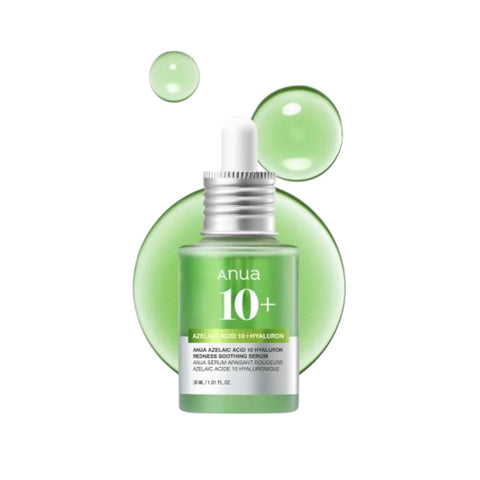 ANUA Azelaic Acid 10 + Hyaluron Redness Soothing Serum – Calming & Hydrating Care for Acne-Prone Skin (30ml / 1.01 fl oz)